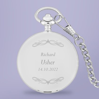 Engraved Pocket Watch - Usher Swirl