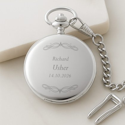 Engraved Pocket Watch - Usher Swirl Photo 2
