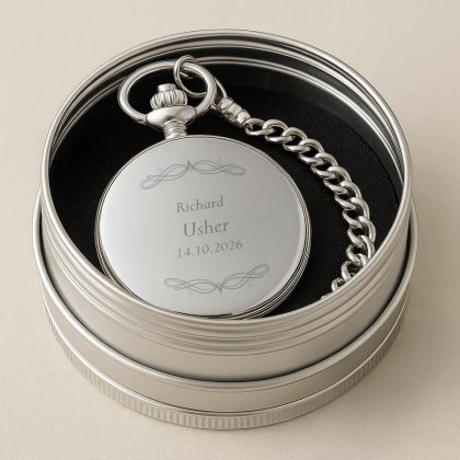 Engraved Pocket Watch - Usher Swirl Photo 3
