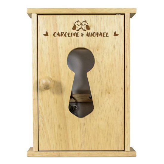 Cute Birds Personalised Wooden Key Cabinet
