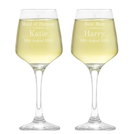 Decorative Wedding Members Personalised Elegance Wine Glass Set