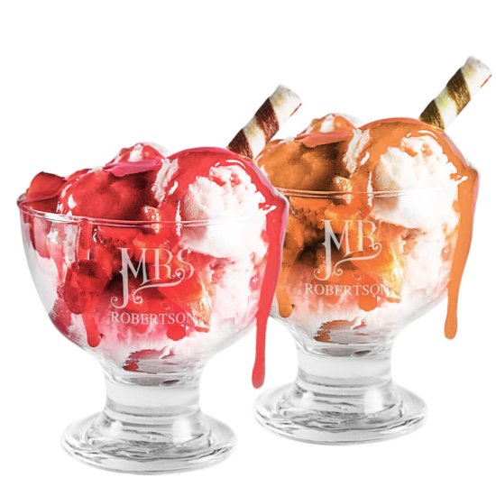 Dotty Mr and Mrs Personalised Dessert Dish Set