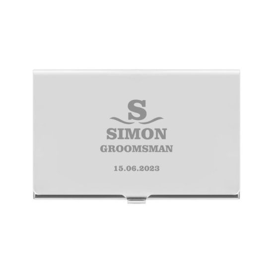 Engraved Business Card Case - Initial and Name