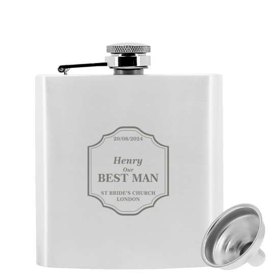 Engraved Classic Wedding Hip Flask - Male Members