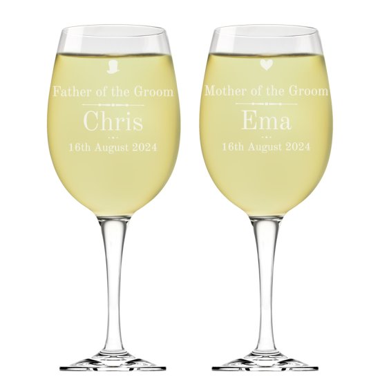 Engraved Wedding Wine Glass Set for Parents