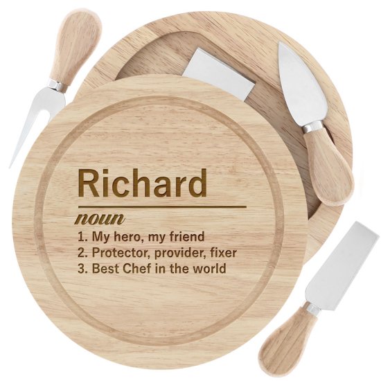 Engraved Definition Round Cheeseboard Set