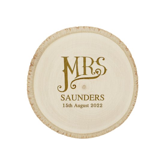 Engraved Dotty Mrs and Mrs Log Coaster Set
