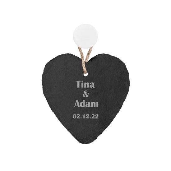Engraved Heart Slate Keepsake - Couples