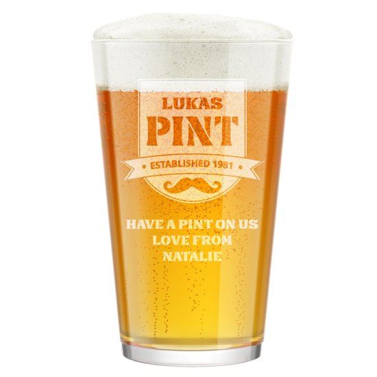 Engraved Pint Glass - Established