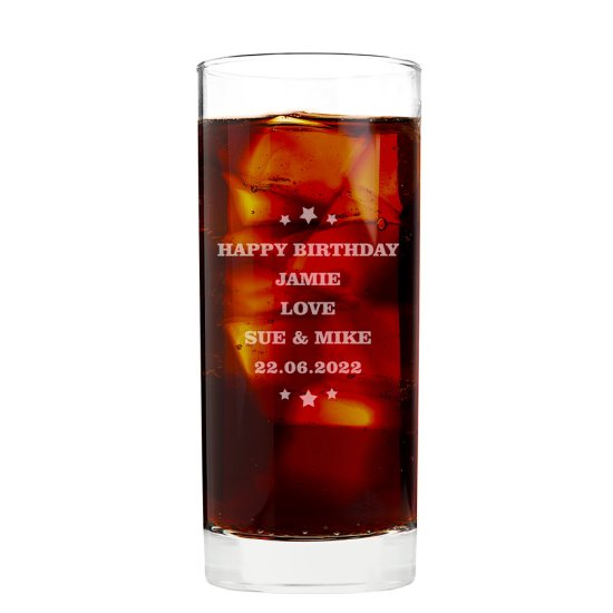 Engraved Stars Hi Ball Glass