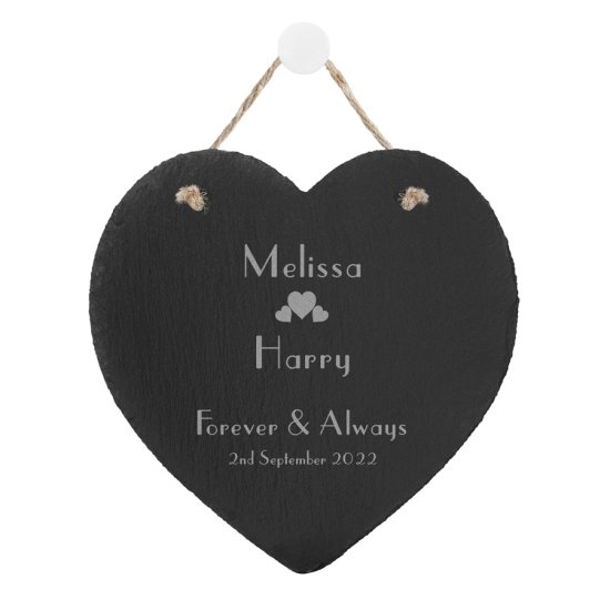 Engraved The One I Love Slate Heart Decoration