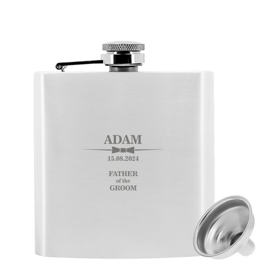 Engraved Wedding Hip Flask - Classic Bow Tie