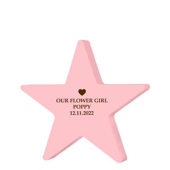 Personalised Wooden Pink Star Wedding Keepsake