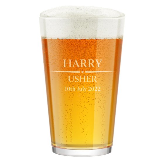 Heritage Wedding Engraved Pint Glass
