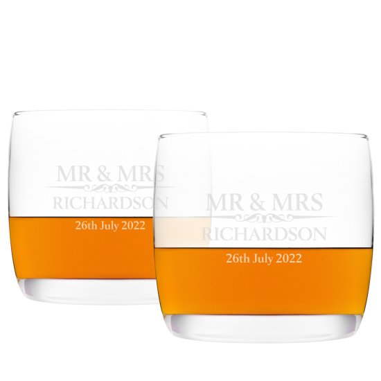Heritage Wedding Engraved Rocks Tumblers