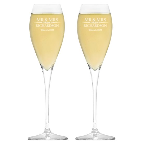 Heritage Wedding Mr and Mrs Personalised Royale Flutes