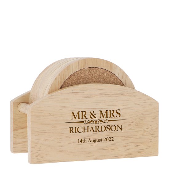 Heritage Wedding Personalised Coasters and Holder