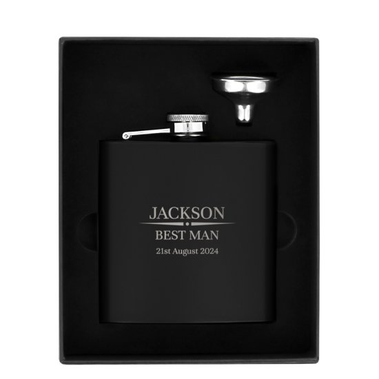 Heritage Wedding Personalised Luxury Black Hip Flask - Black 5
