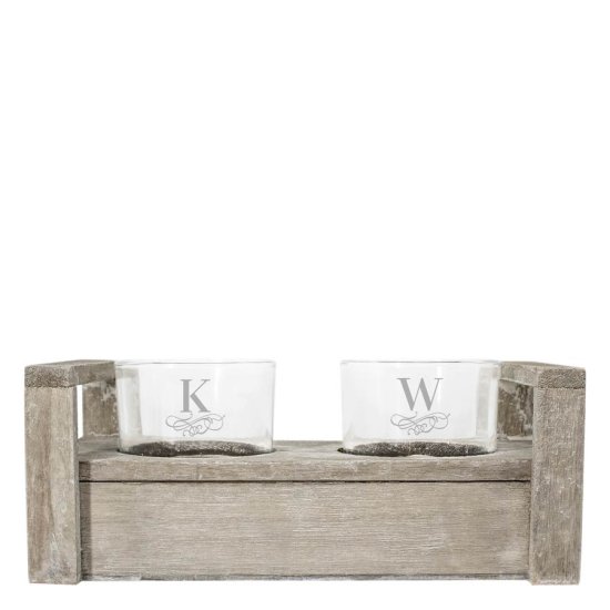 Initials Personalised Wooden Candle Holder Set