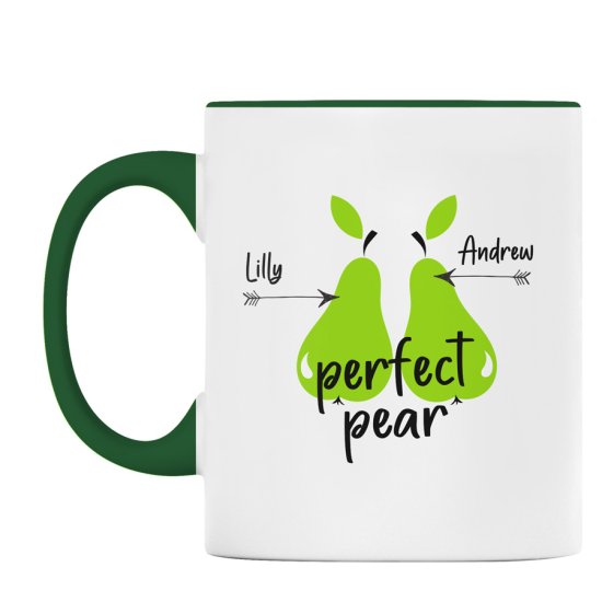 Personalised Green Rimmed Mug - Perfect Pear