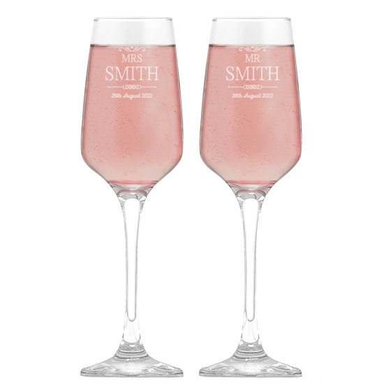 Mr and Mrs Personalised Elegance Flute Set