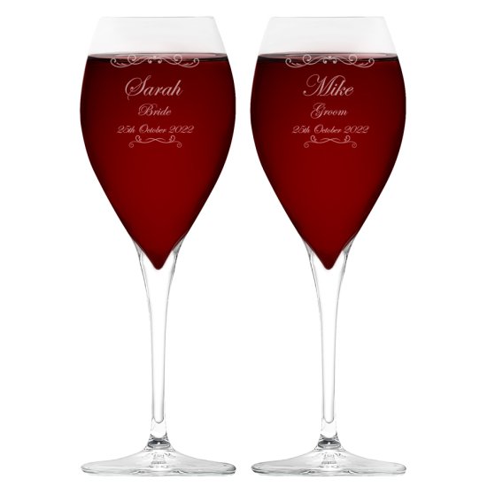 Ornate Swirl Personalised Royale Wine Glass Set