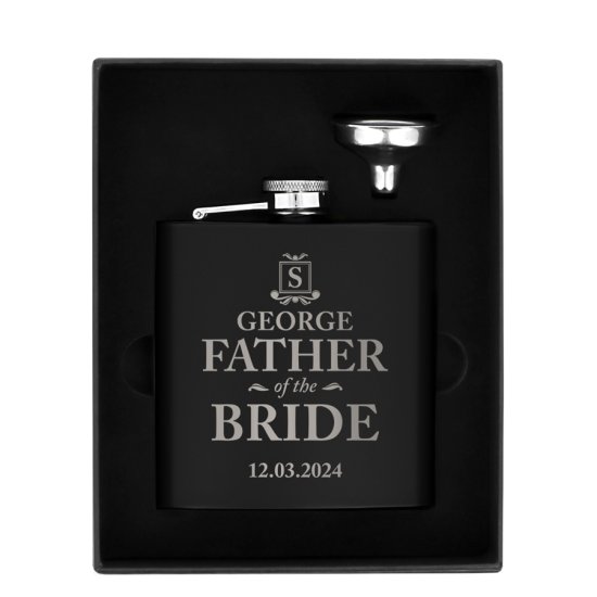Personalised Black Hip Flask - Initial & Title - Black 2