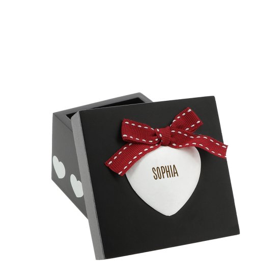 Personalised Black Love Heart Keepsake Box