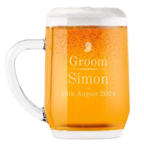 Personalised Decorative Wedding Male Pint Tankard