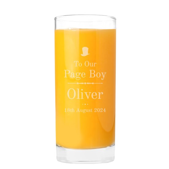 Personalised Decorative Wedding Page Boy Hi Ball Glass