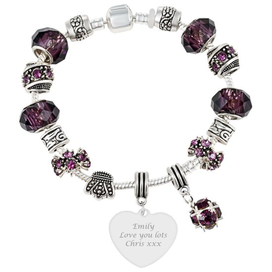 Personalised Amethyst Charm Bracelet