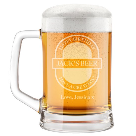 Personalised Established Beer Label Beer Tankard