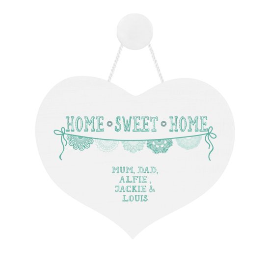 Personalised Floral Home Sweet Home Wooden Heart Decoration