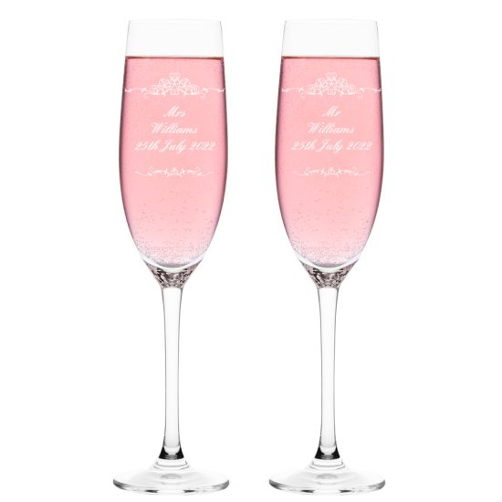 Personalised Flutes for Couples - Ornate Swirl Design