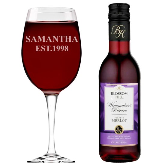 Personalised Glass & Wine Set - Established Red Photo 2