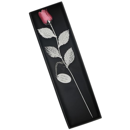 Personalised Silver-Plated Pink Rose