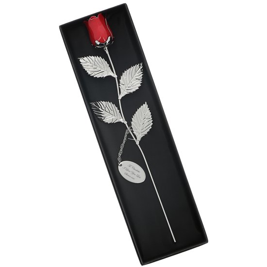 Personalised Silver-Plated Red Rose