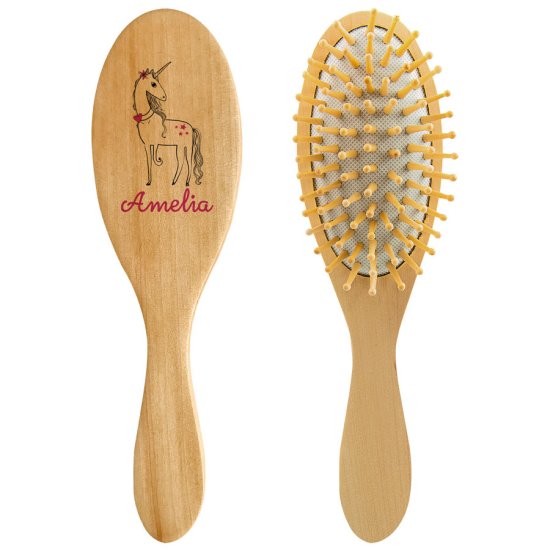 Personalised Unicorn Wooden Hair Brush