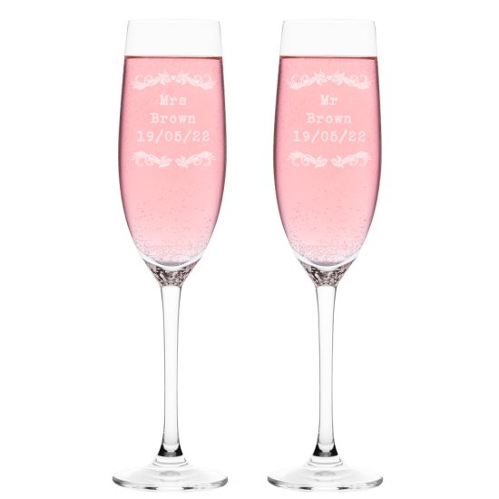 Personalised Vintage Pair of Flutes