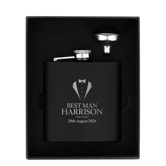 Personalised Wedding Black Hip Flask - Black 5