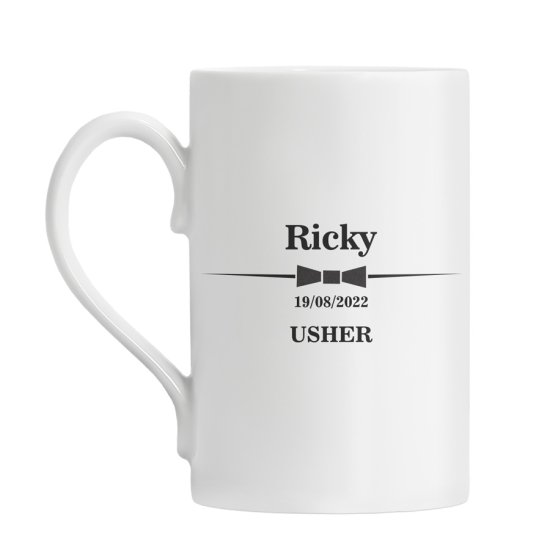 Personalised Wedding Windsor Mug - Usher Classic Bow Tie