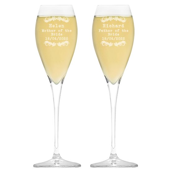 Vintage Wedding Personalised Royale Flute Set