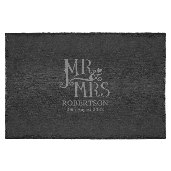 Engraved Dotty Mr and Mrs Slate Placemats