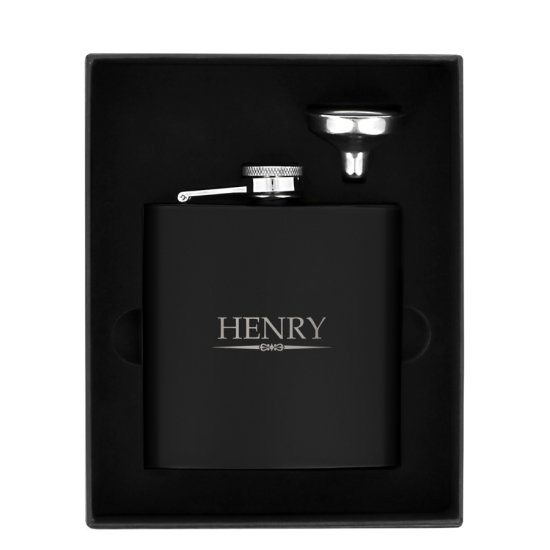 Personalised Luxury Name Hip Flask - Black 5