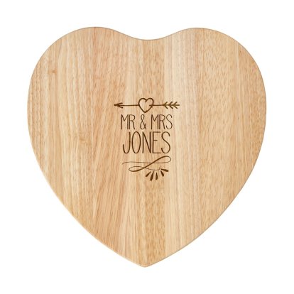 Arrow Heart Personalised Heart Chopping Board