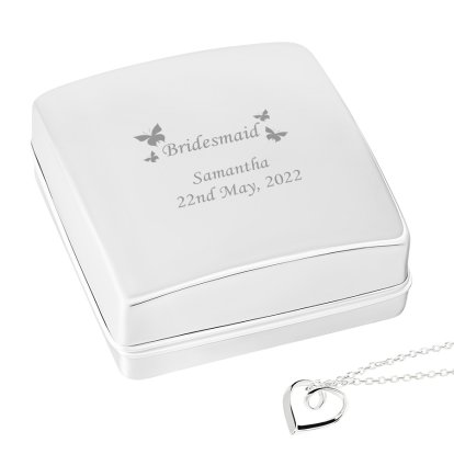 Bridesmaid Butterflies Heart Necklace with Box