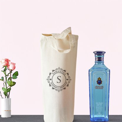 Decorative Initial Personalised Cotton Bottle Bag