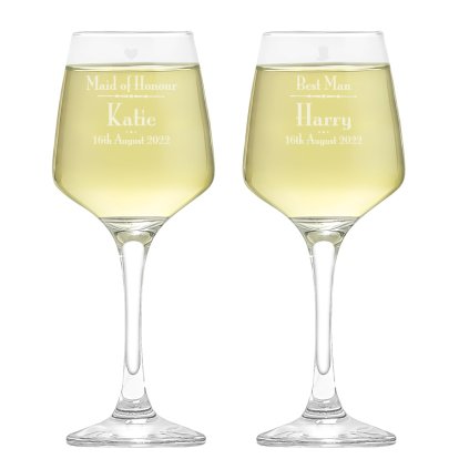 Decorative Wedding Members Personalised Elegance Wine Glass Set