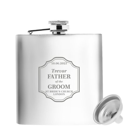 Engraved Classic Wedding Hip Flask - Father of