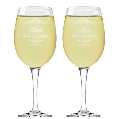 Engraved Swirl Wedding Wine Glass Set for Parents